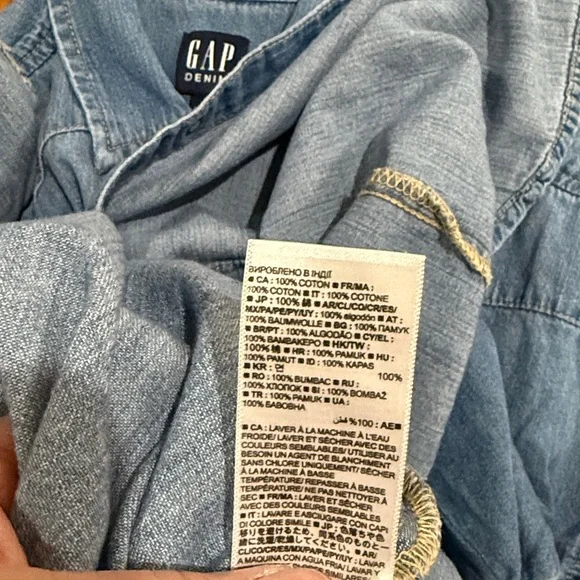Gap Denim Blue Denim Western Pearl Snap Shirt Size S - Picture 5 of 5
